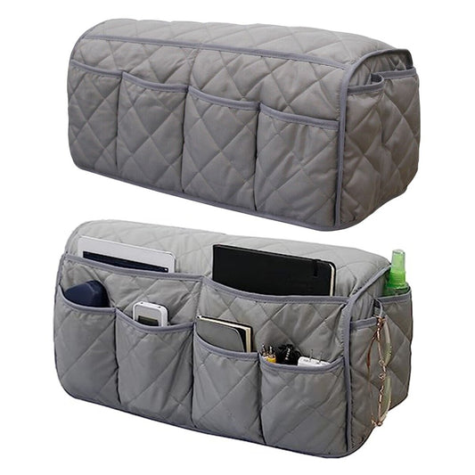 2Pcs Sofa Armrest Organizer Storage Bag for Recliner Couch Armchair Grey