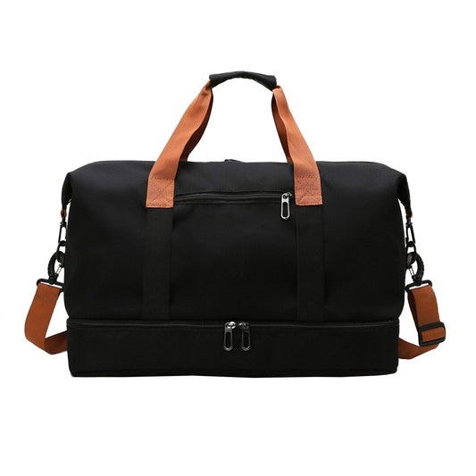 Large Capacity Travel Duffel Bag Gym Tote Bag Overnight Bag with Shoe Compartment Black