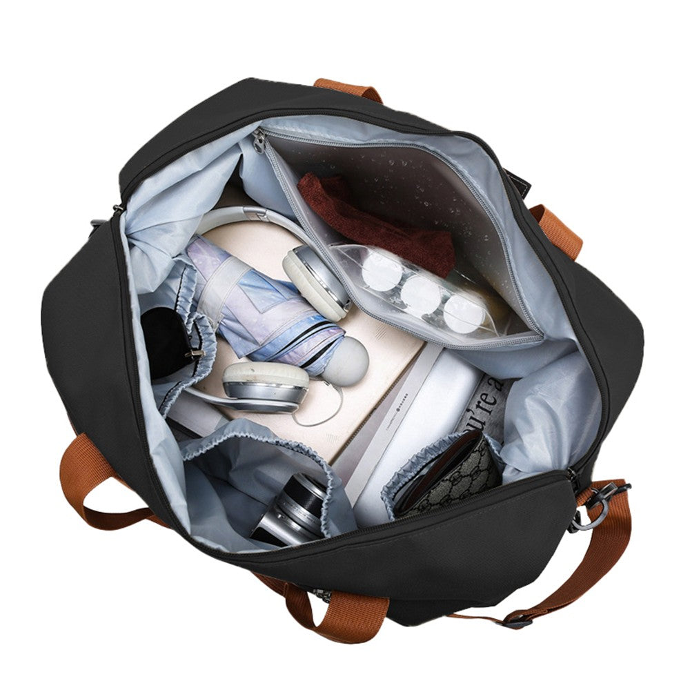 Large Capacity Travel Duffel Bag Gym Tote Bag Overnight Bag with Shoe Compartment Black