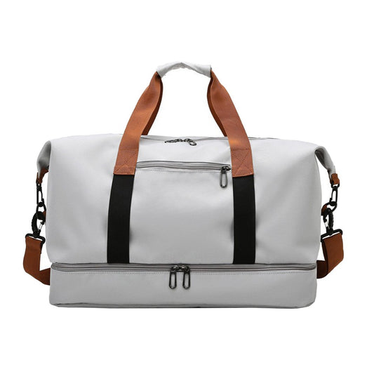 Large Capacity Travel Duffel Bag Gym Tote Bag Overnight Bag with Shoe Compartment Grey