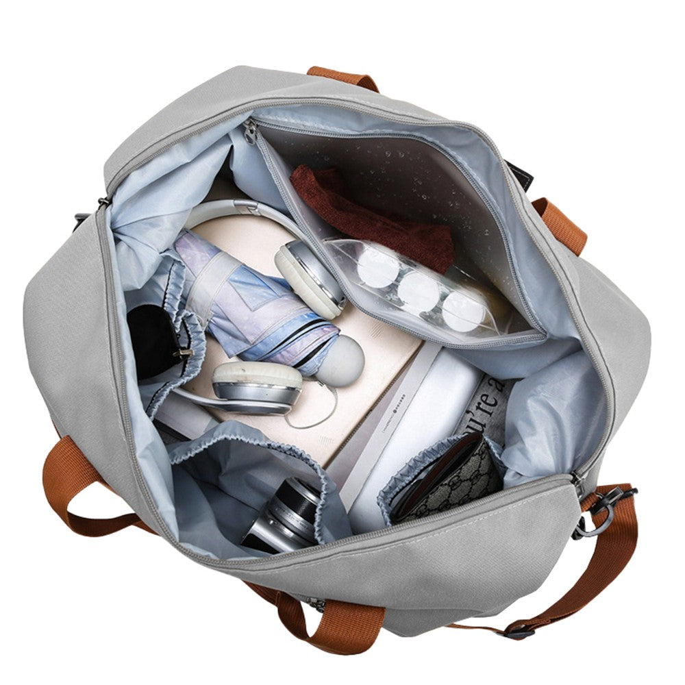 Large Capacity Travel Duffel Bag Gym Tote Bag Overnight Bag with Shoe Compartment Grey