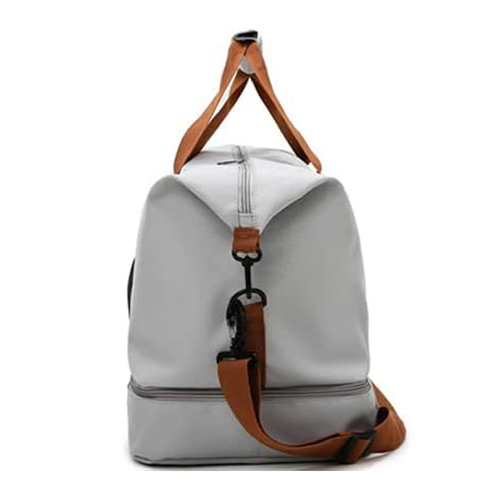 Large Capacity Travel Duffel Bag Gym Tote Bag Overnight Bag with Shoe Compartment Grey