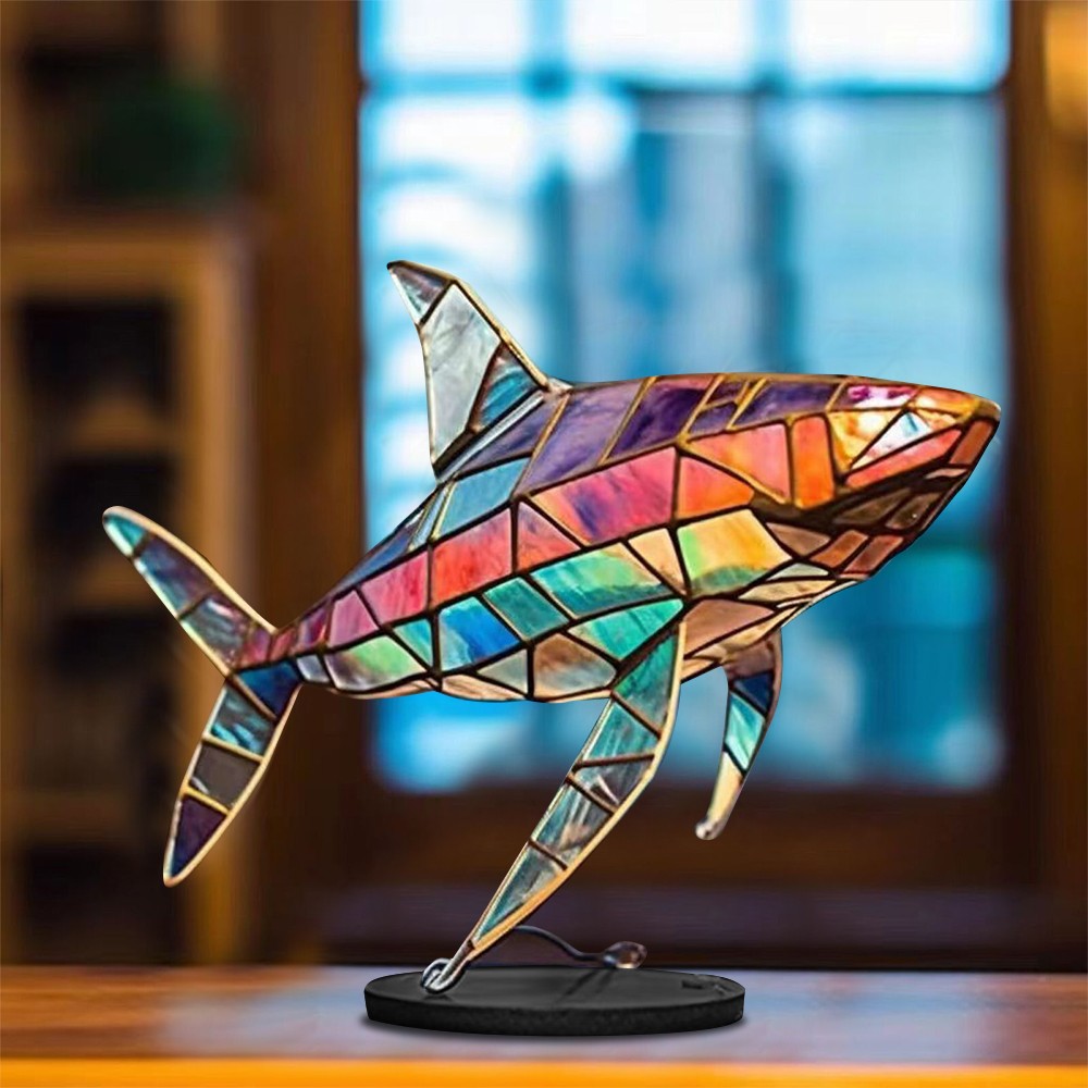 Wild Animal Ornament Metal Animal Sculpture Home Desktop Decoration Shark