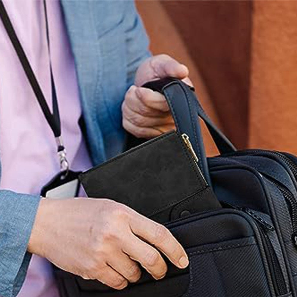 RFID Blocking Card Holder PU Leather Travel Passport Holder Wallet Black