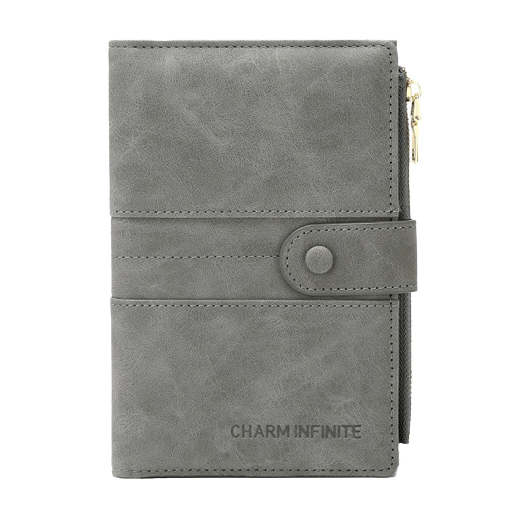 RFID Blocking Card Holder PU Leather Travel Passport Holder Wallet Grey