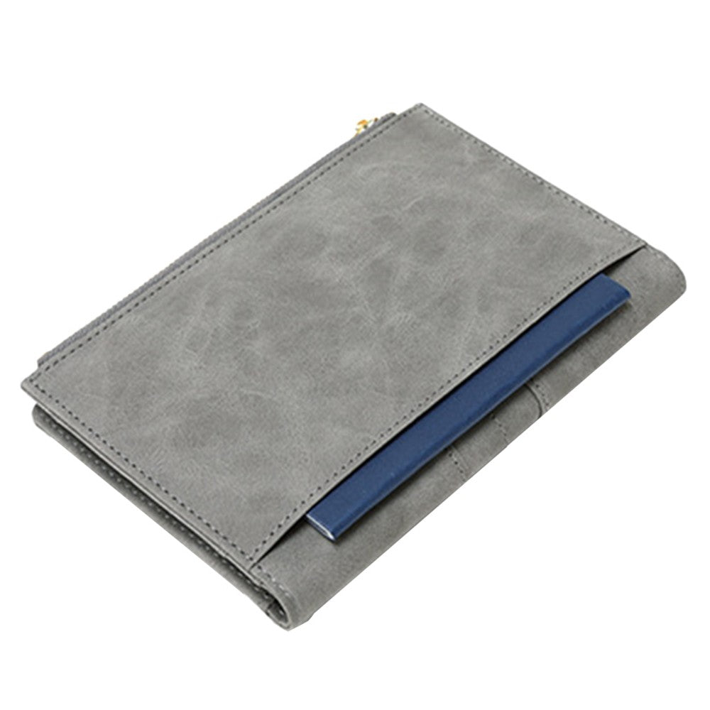 RFID Blocking Card Holder PU Leather Travel Passport Holder Wallet Grey