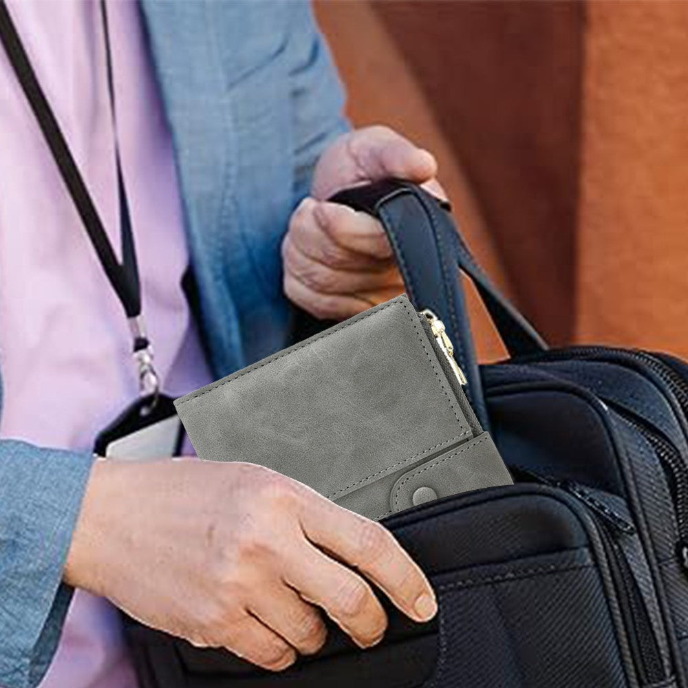 RFID Blocking Card Holder PU Leather Travel Passport Holder Wallet Grey