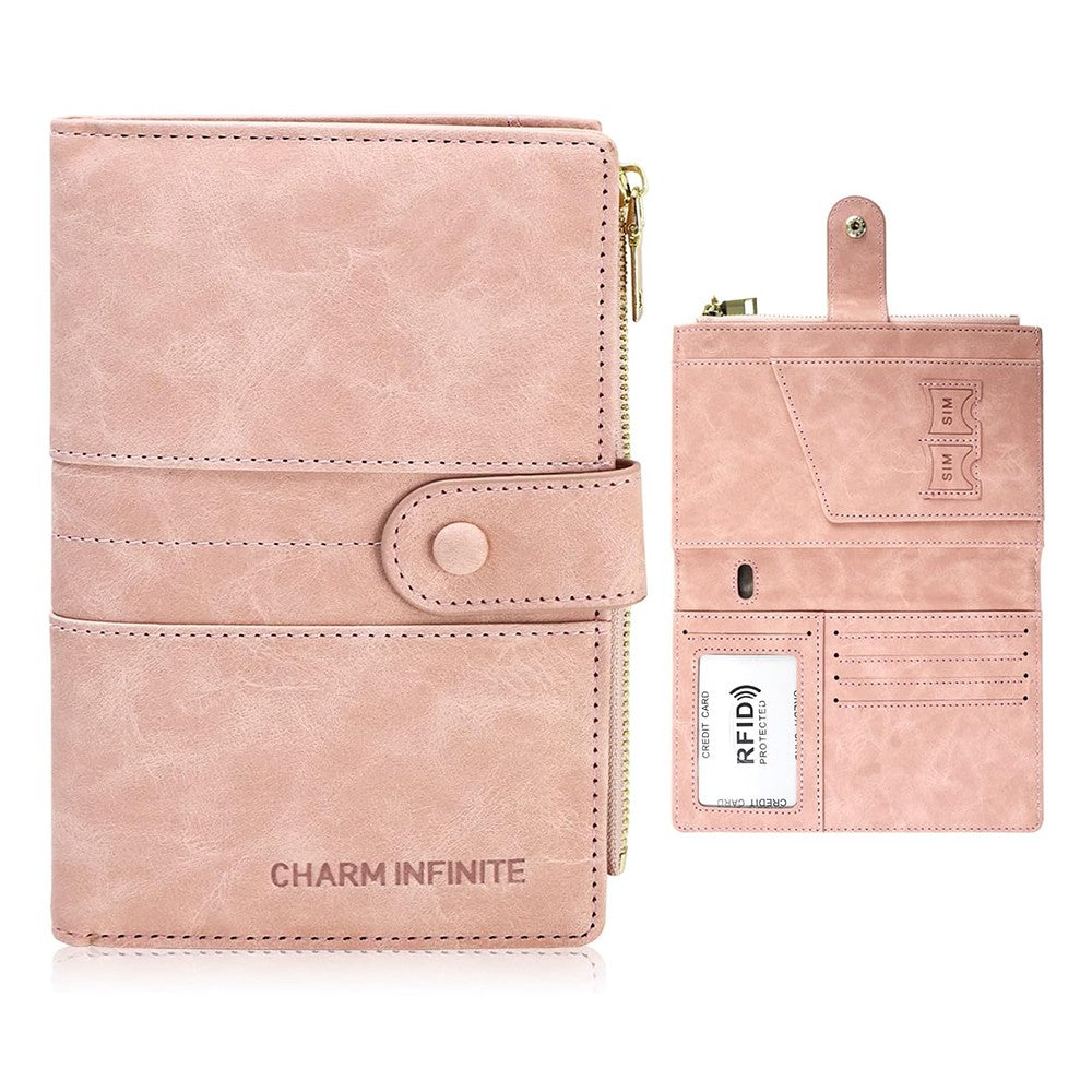 RFID Blocking Card Holder PU Leather Travel Passport Holder Wallet Pink