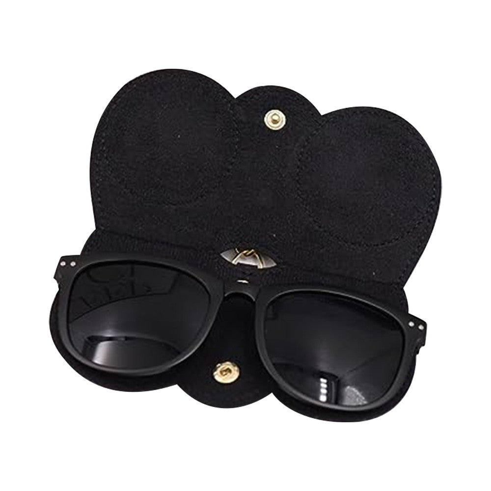2Pcs PVC Leather Sunglasses Case Pouch Portable Eyeglasses Storage Bag Black+Orange