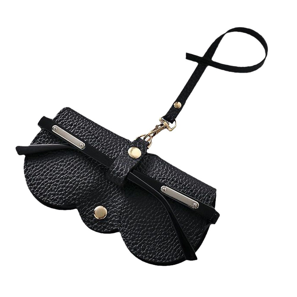 2Pcs PVC Leather Sunglasses Case Pouch Portable Eyeglasses Storage Bag Black+Orange