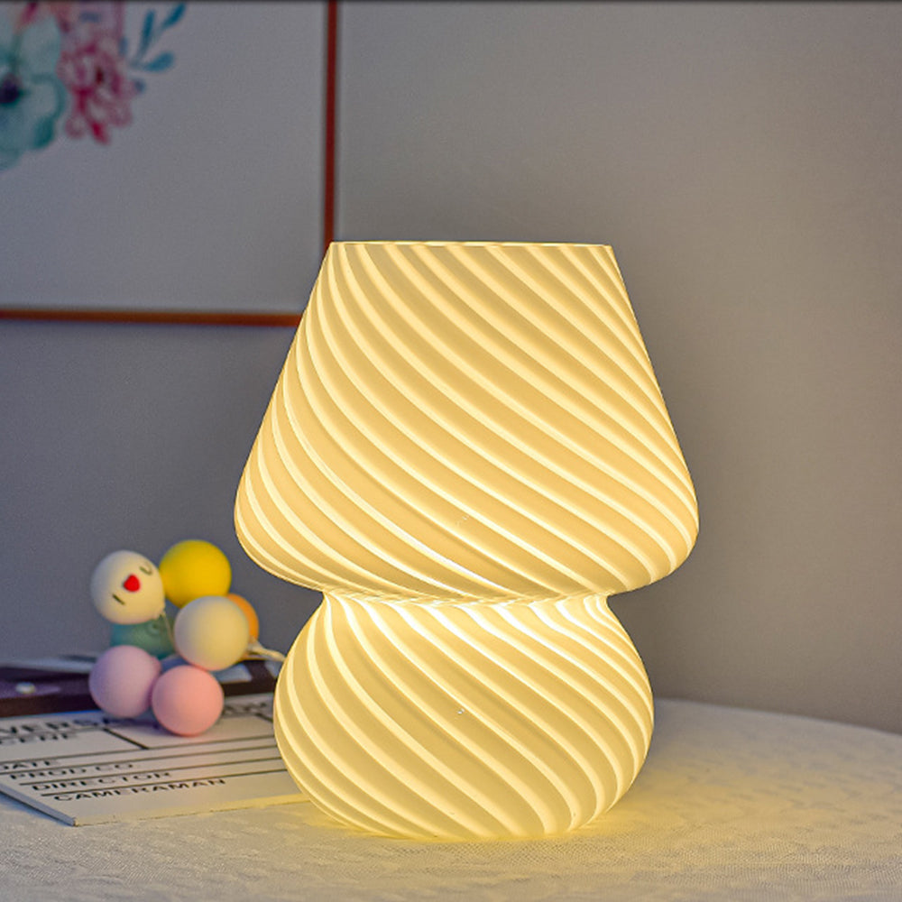 Glass Mushroom Lamp Bedside Desk Lamp Dimmable Night Light Home Decor White