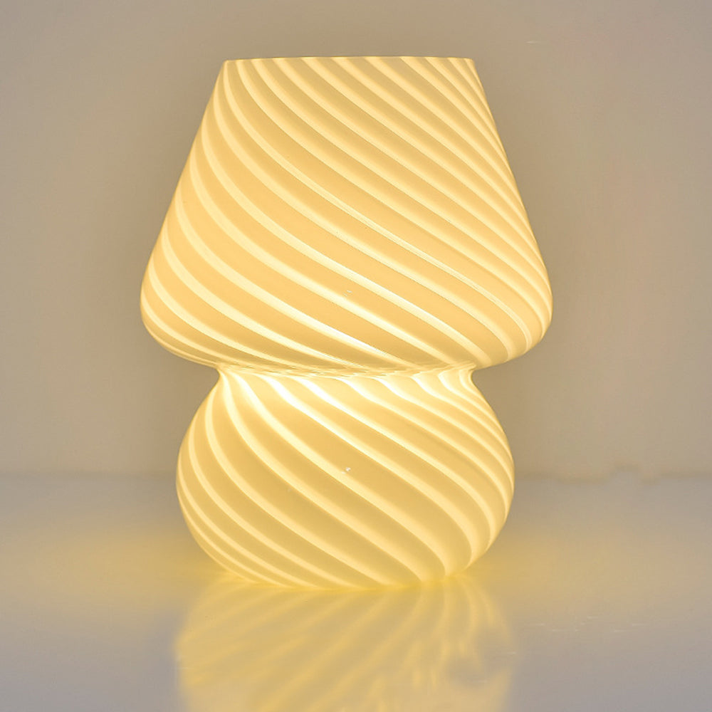 Glass Mushroom Lamp Bedside Desk Lamp Dimmable Night Light Home Decor White