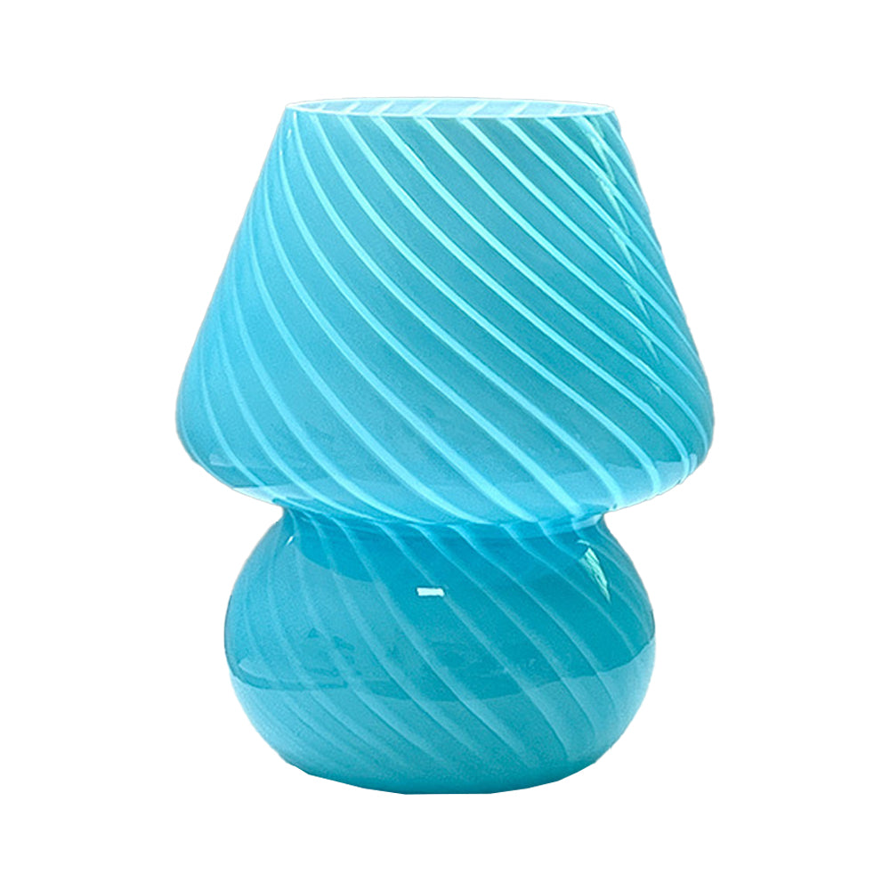 Glass Mushroom Lamp Bedside Desk Lamp Dimmable Night Light Home Decor Blue