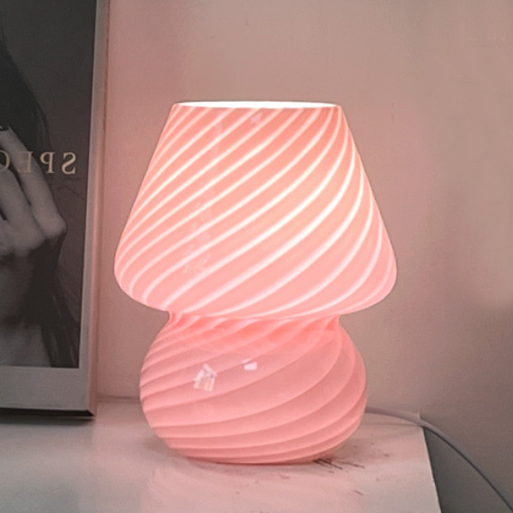 Glass Mushroom Lamp Bedside Desk Lamp Dimmable Night Light Home Decor Pink