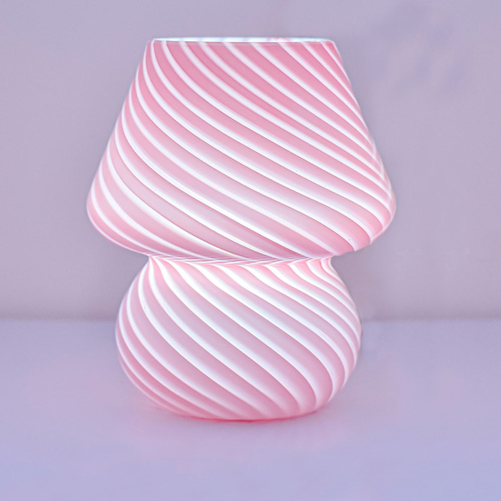 Glass Mushroom Lamp Bedside Desk Lamp Dimmable Night Light Home Decor Pink