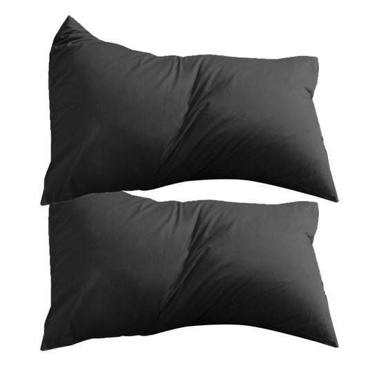 2Pcs 74x48cm 100% Cotton Pillowcase Soft Solid Color Pillow Cases Bedding Black