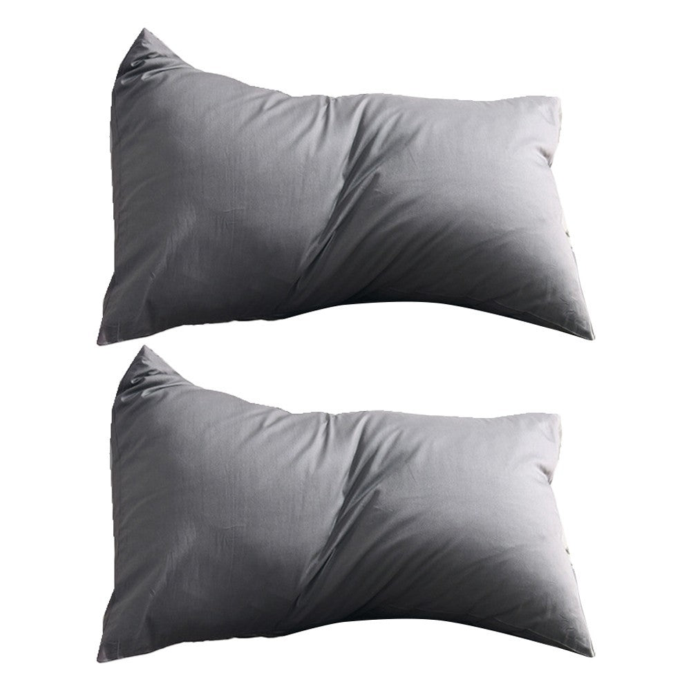 2Pcs 74x48cm 100% Cotton Pillowcase Soft Solid Color Pillow Cases Bedding Grey