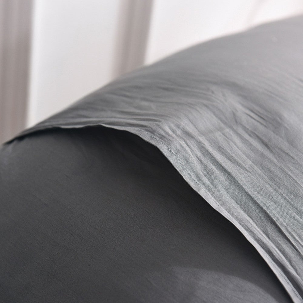 2Pcs 74x48cm 100% Cotton Pillowcase Soft Solid Color Pillow Cases Bedding Grey