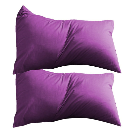 2Pcs 74x48cm 100% Cotton Pillowcase Soft Solid Color Pillow Cases Bedding Purple