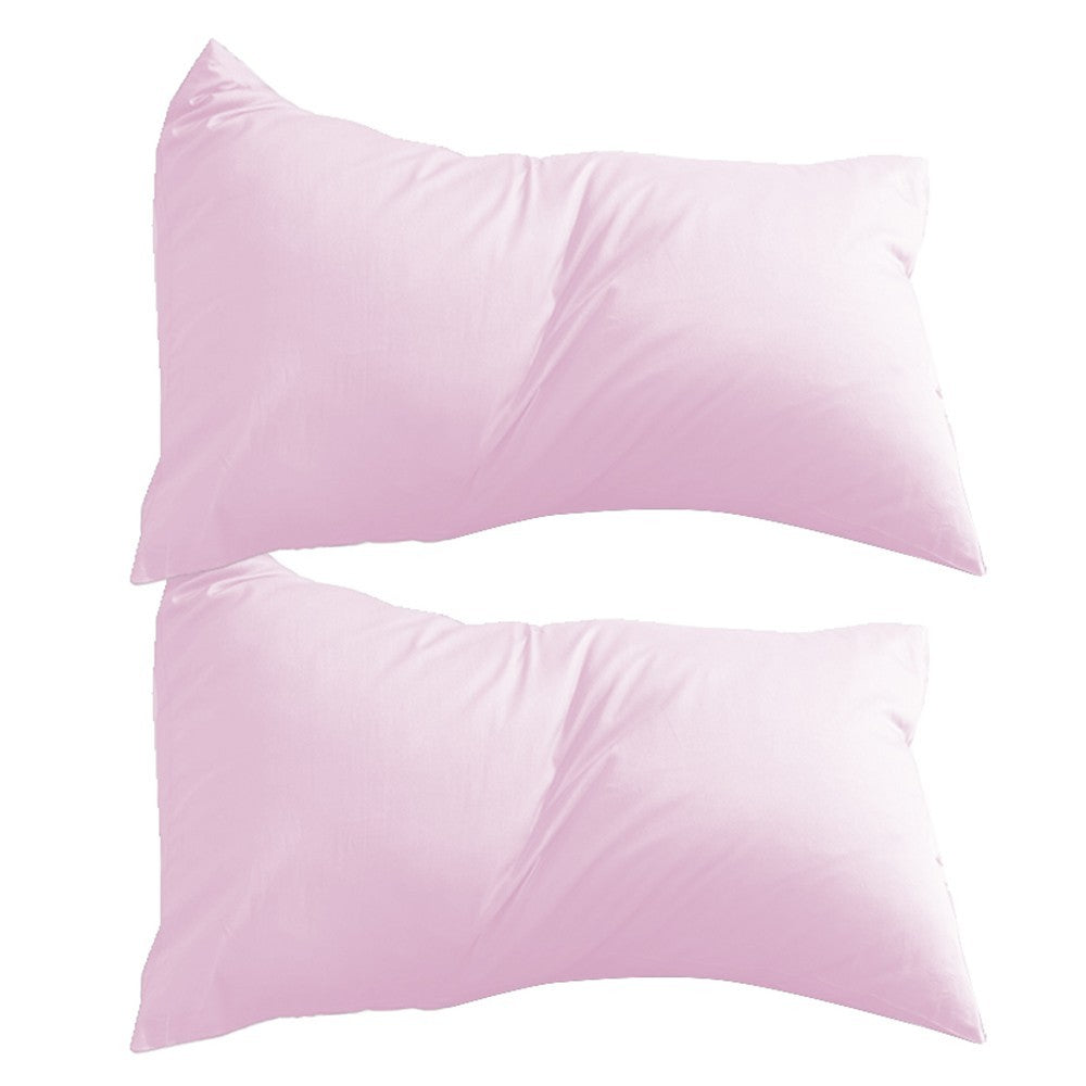 2Pcs 74x48cm 100% Cotton Pillowcase Soft Solid Color Pillow Cases Bedding Pink