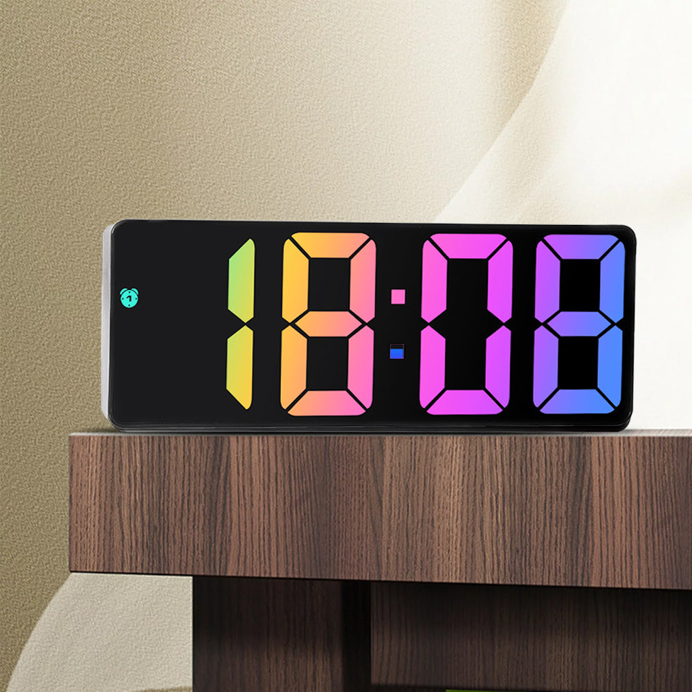 Digital Alarm Clock Auto Adjustable Brightness Time Display Desk Clock Black