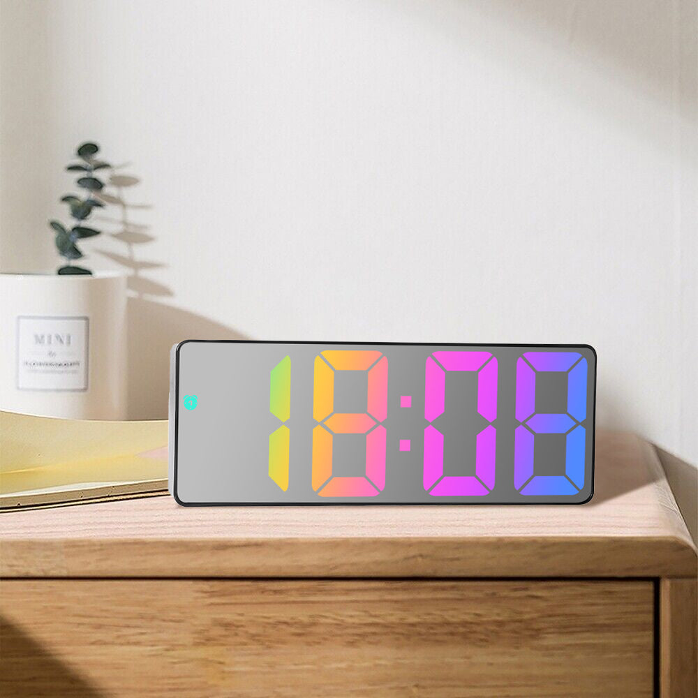 Digital Alarm Clock Auto Adjustable Brightness Time Display Desk Clock Silver