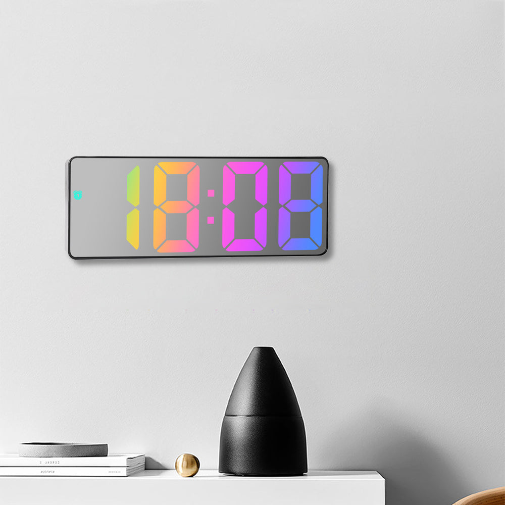 Digital Alarm Clock Auto Adjustable Brightness Time Display Desk Clock Silver