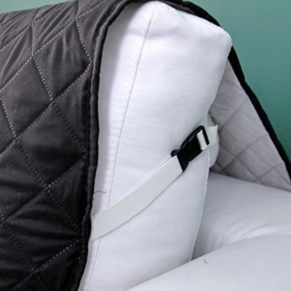 For 3-Seater Quilted Sofa Cover Couch Slipcover Furniture Protector Black