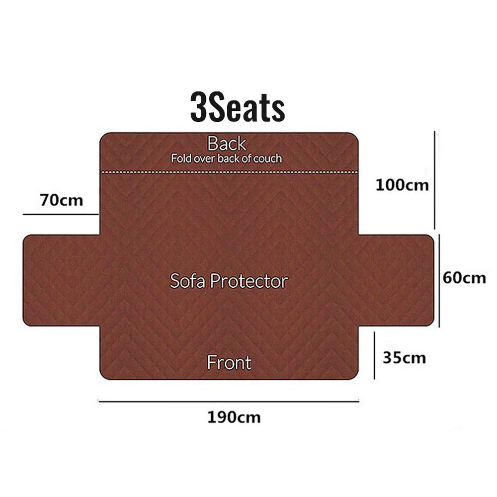 For 3-Seater Quilted Sofa Cover Couch Slipcover Furniture Protector Black