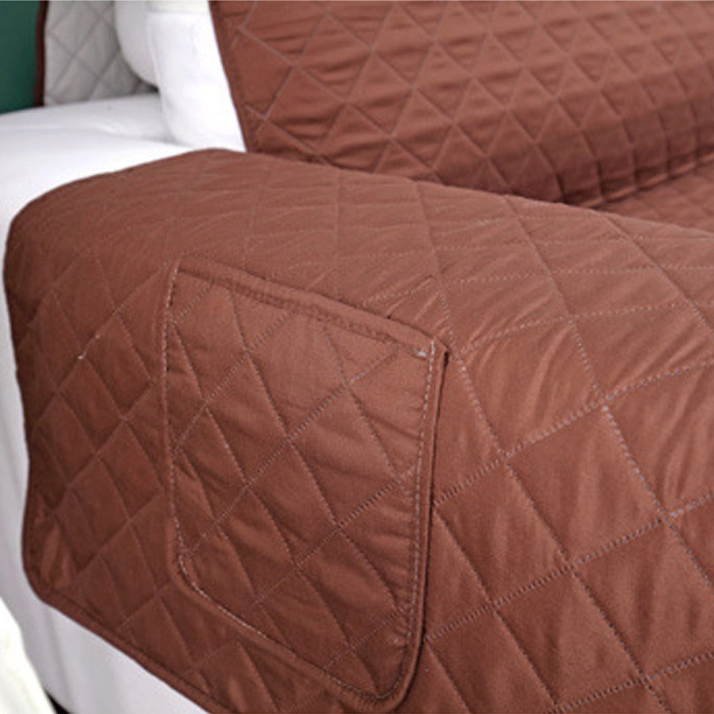 For 2-Seater Quilted Sofa Cover Couch Slipcover Furniture Protector Coffee