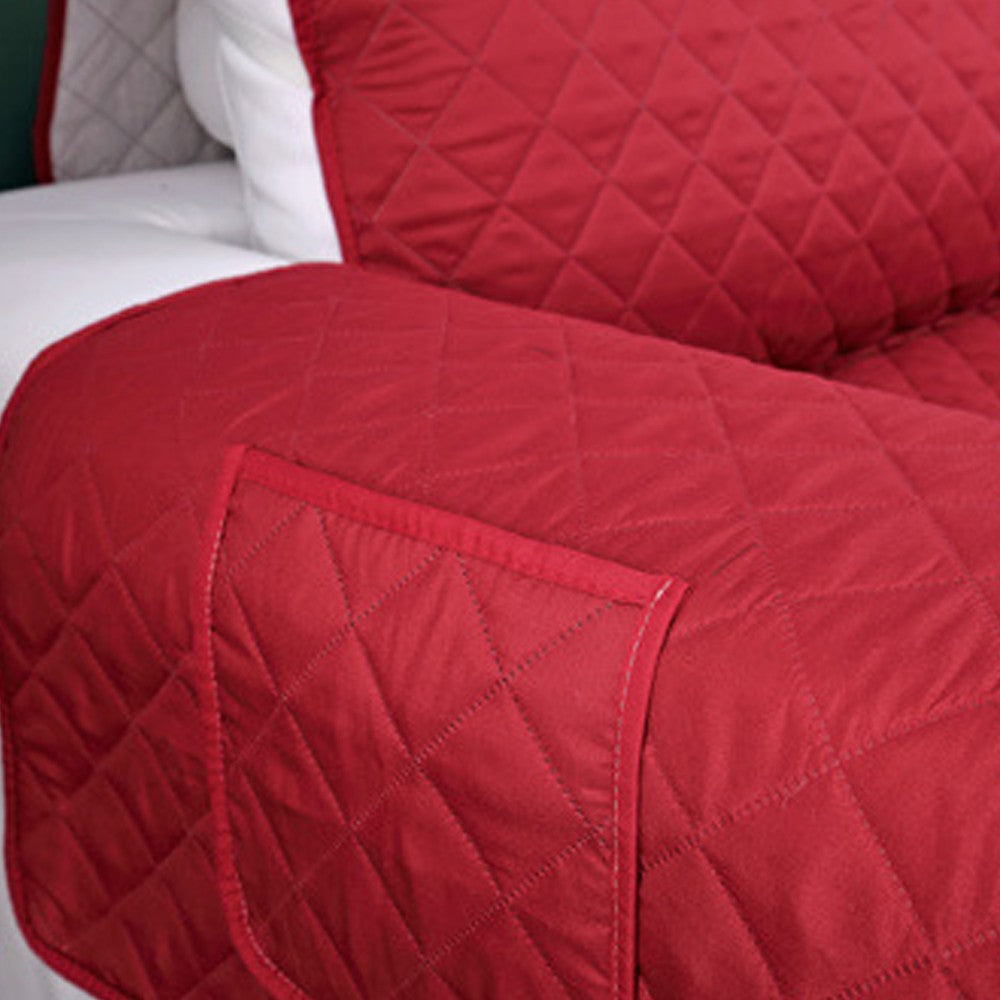 For 2-Seater Quilted Sofa Cover Couch Slipcover Furniture Protector Red