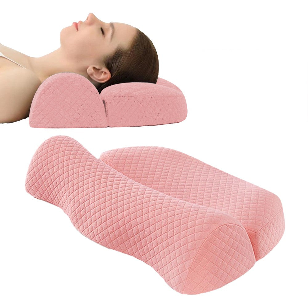 52x35cm Ergonomic Cervical Neck Pillow Soft Memory Foam Pillow for Sleeping Pink