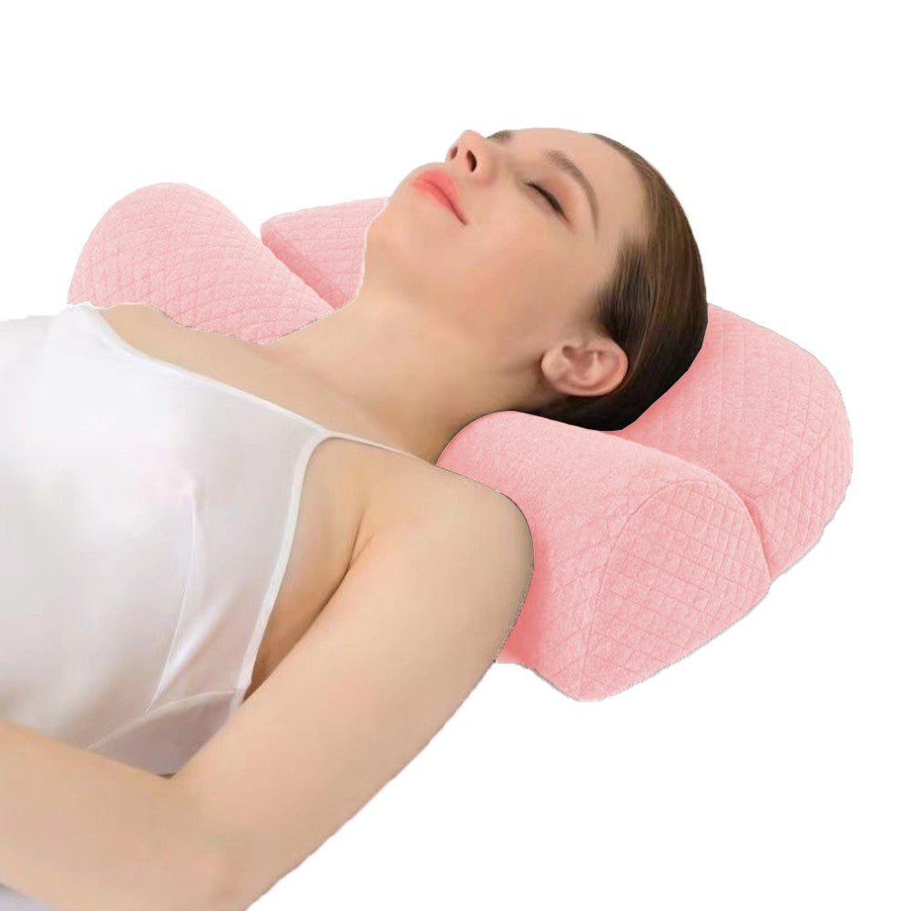 52x35cm Ergonomic Cervical Neck Pillow Soft Memory Foam Pillow for Sleeping Pink