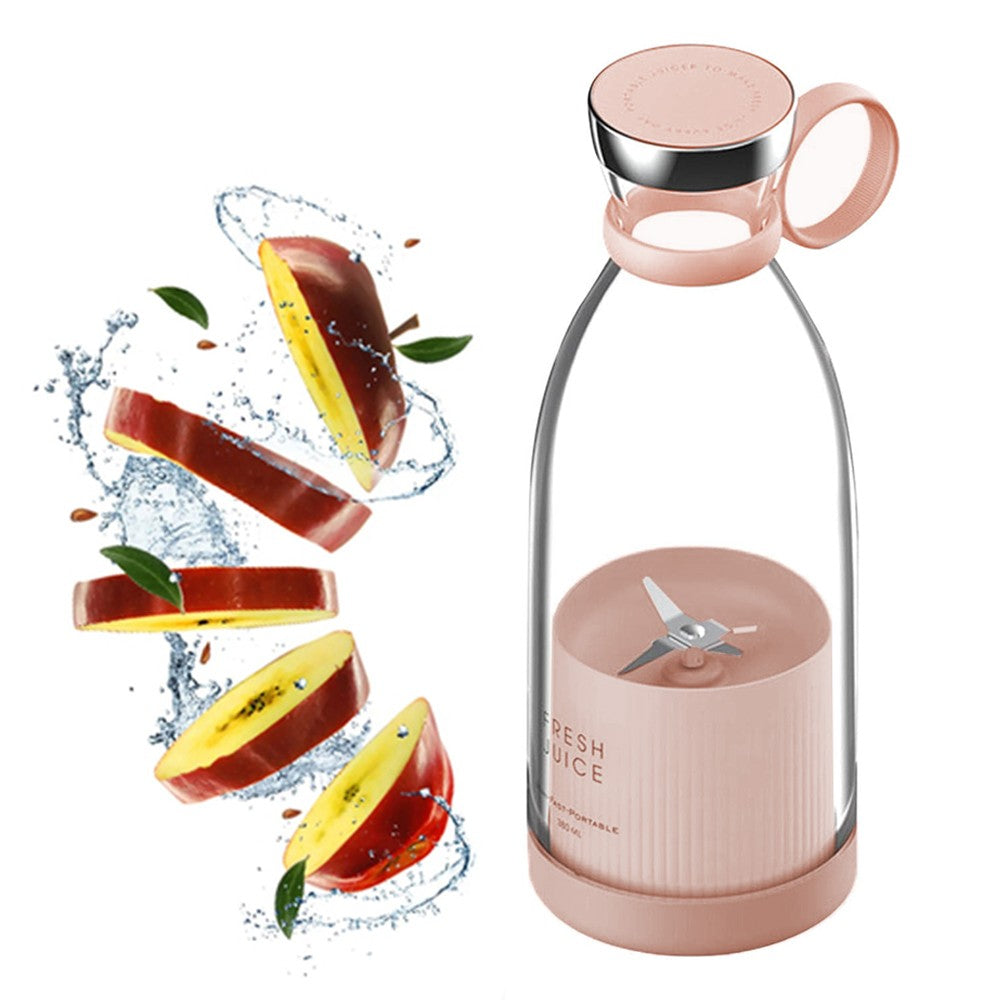 350ML Portable Mini Electric Juicer USB Rechargeable Mixer Blender Shaker Bottle Pink