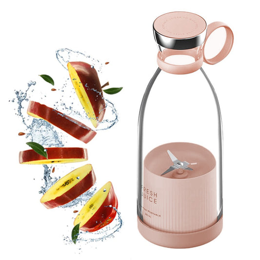 350ML Portable Mini Electric Juicer USB Rechargeable Mixer Blender Shaker Bottle Pink