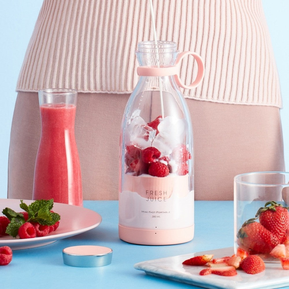 350ML Portable Mini Electric Juicer USB Rechargeable Mixer Blender Shaker Bottle Pink