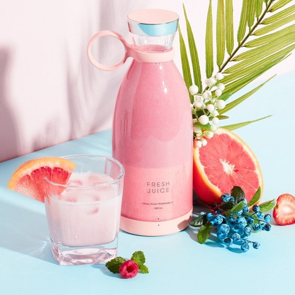 350ML Portable Mini Electric Juicer USB Rechargeable Mixer Blender Shaker Bottle Pink