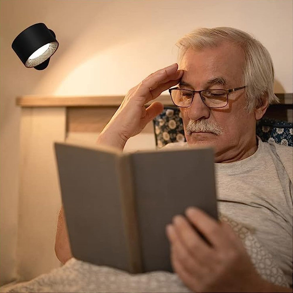 LED Wall Mount Lamp USB Rechargeable Dimmable Wall Light Bedside Reading Lamp Black