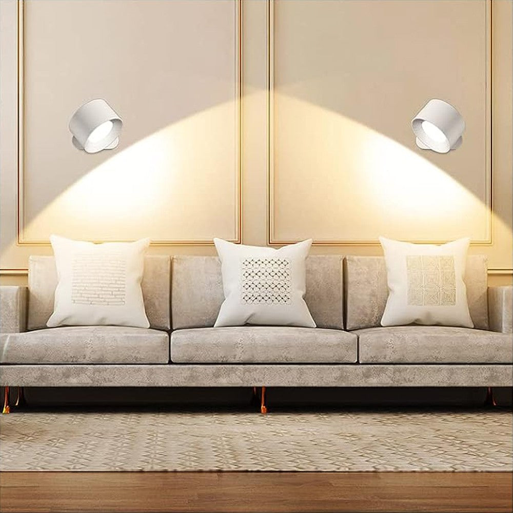 LED Wall Mount Lamp USB Rechargeable Dimmable Wall Light Bedside Reading Lamp White