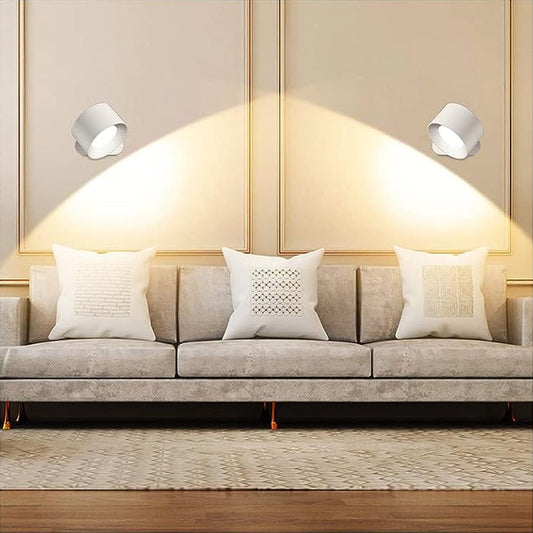 LED Wall Mount Lamp USB Rechargeable Dimmable Wall Light Bedside Reading Lamp White