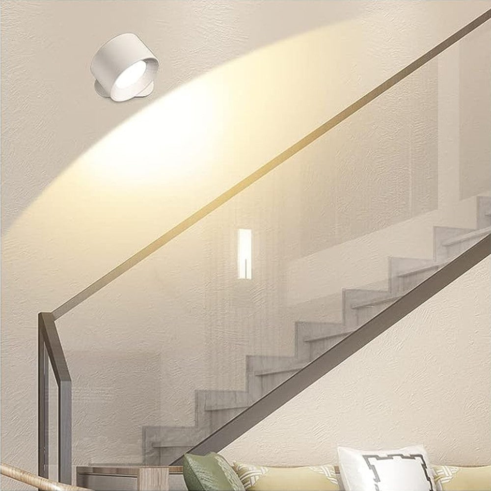 LED Wall Mount Lamp USB Rechargeable Dimmable Wall Light Bedside Reading Lamp White