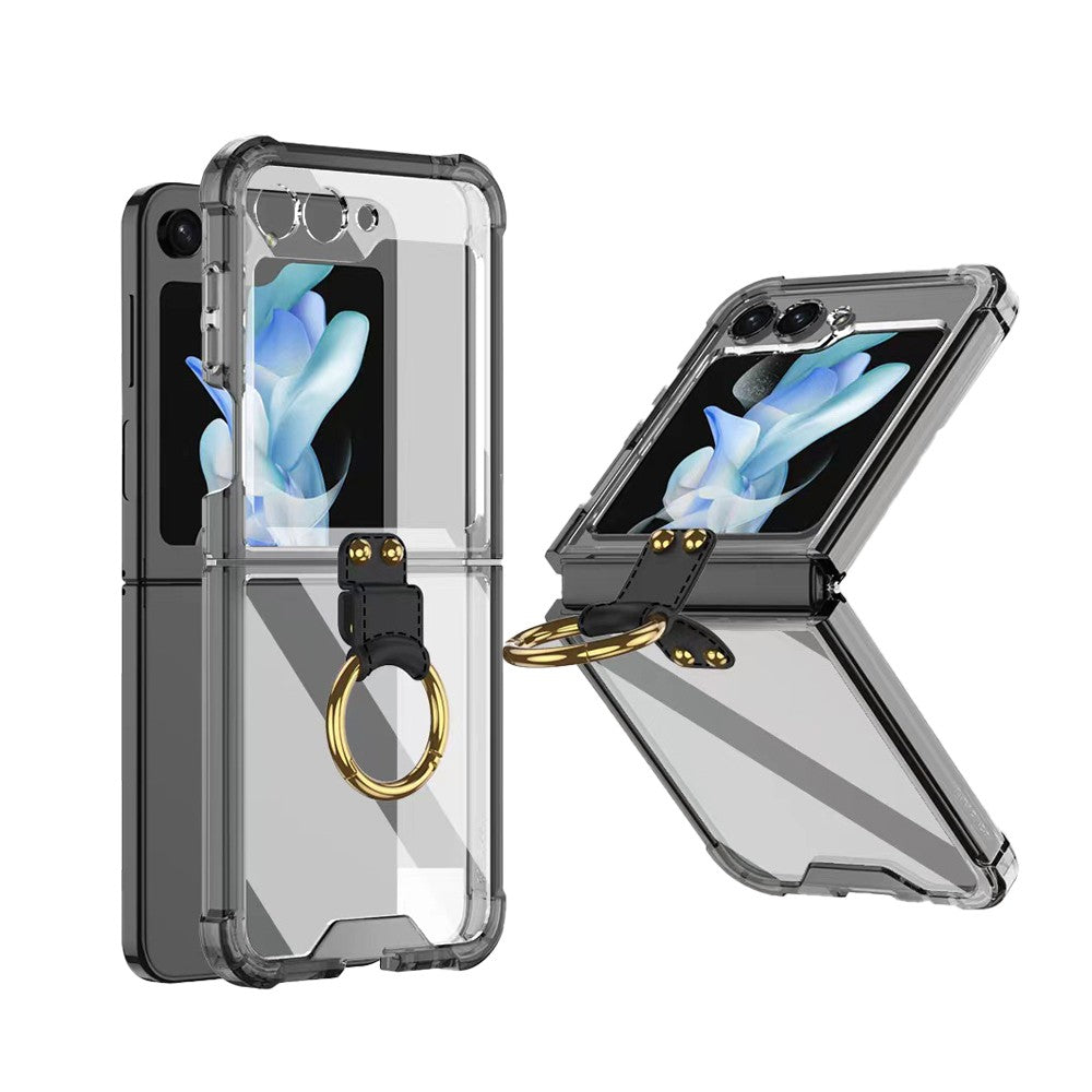 For Samsung Galaxy Z Flip5 Slim Phone Protective Case with Ring Holder Black