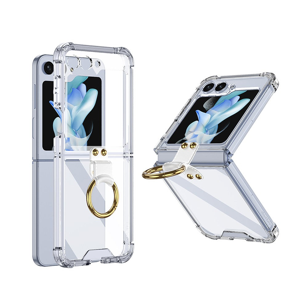 For Samsung Galaxy Z Flip5 Slim Phone Protective Case with Ring Holder Clear