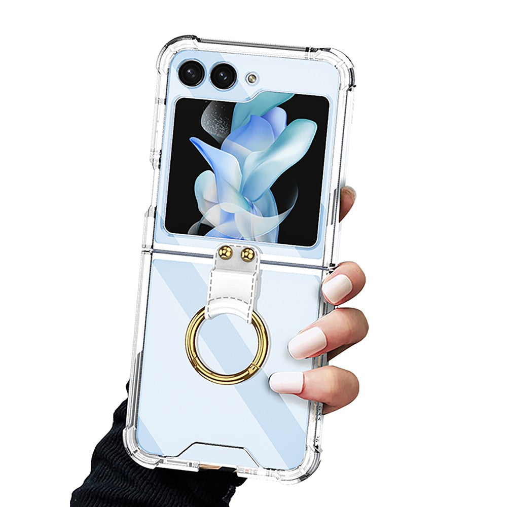 For Samsung Galaxy Z Flip5 Slim Phone Protective Case with Ring Holder Clear