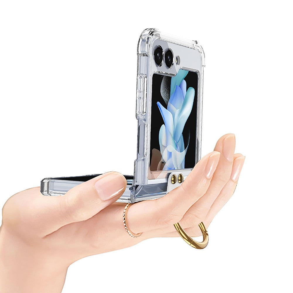 For Samsung Galaxy Z Flip5 Slim Phone Protective Case with Ring Holder Clear