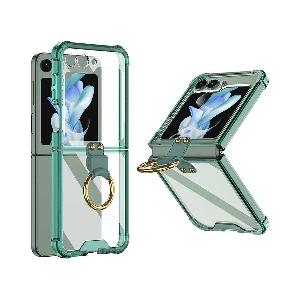 For Samsung Galaxy Z Flip5 Slim Phone Protective Case with Ring Holder Green