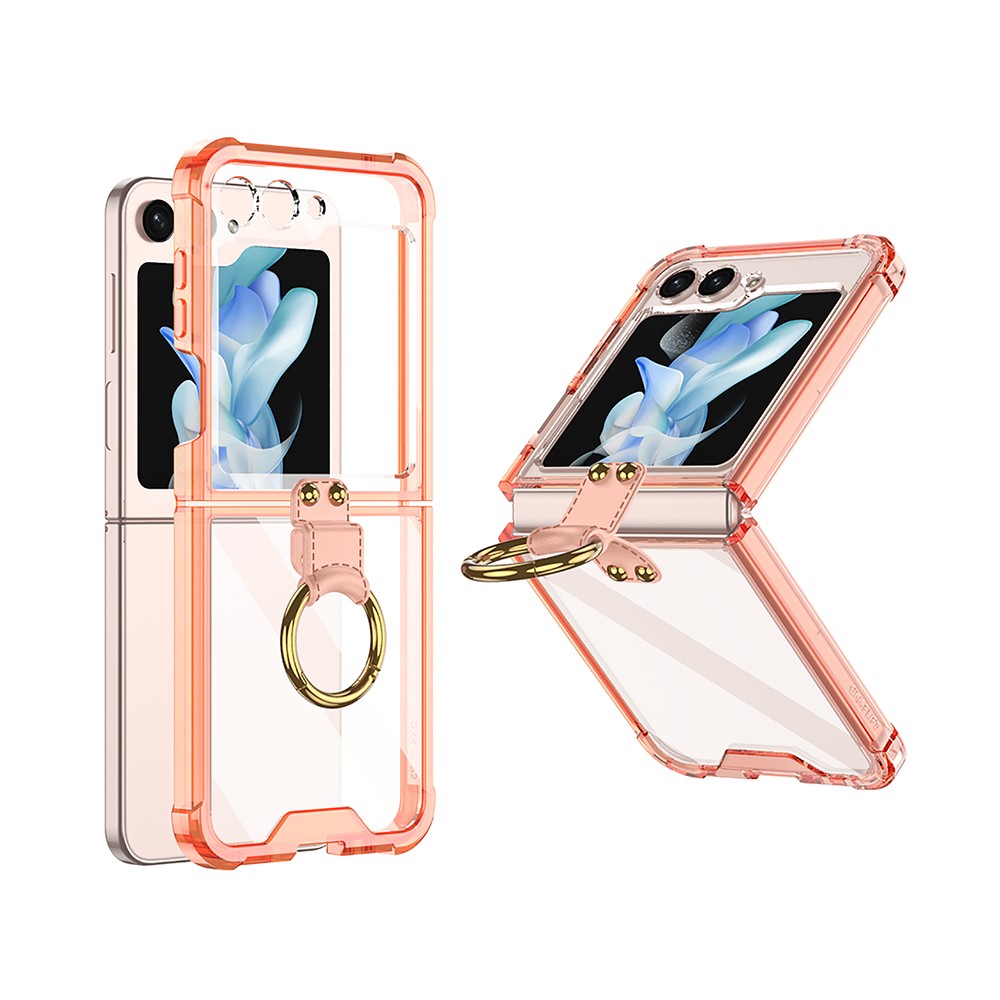 For Samsung Galaxy Z Flip5 Slim Phone Protective Case with Ring Holder Orange