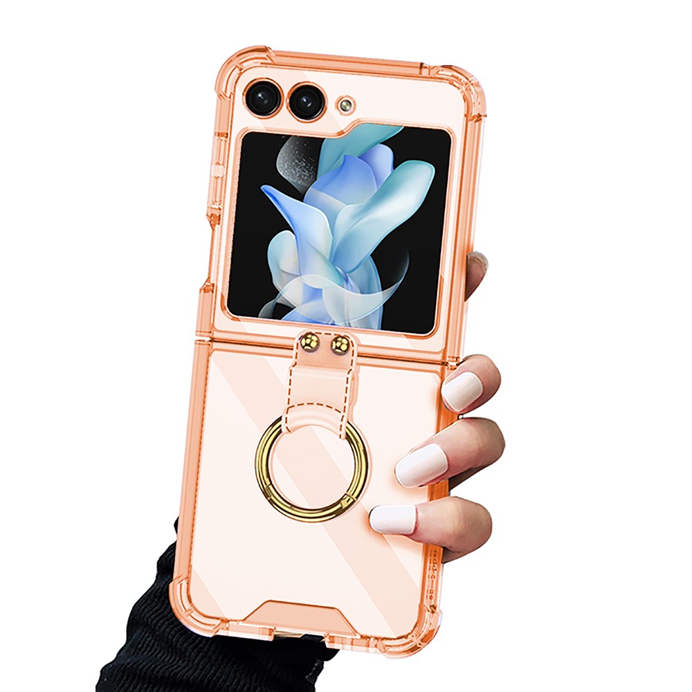 For Samsung Galaxy Z Flip5 Slim Phone Protective Case with Ring Holder Orange