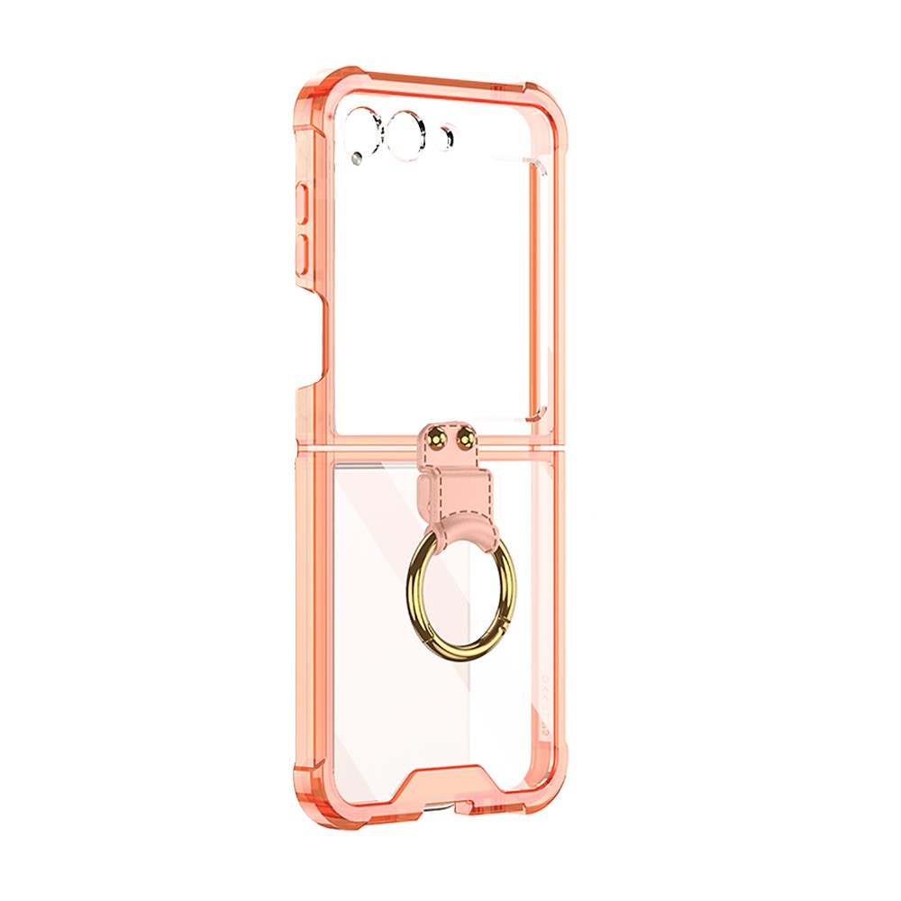 For Samsung Galaxy Z Flip5 Slim Phone Protective Case with Ring Holder Orange