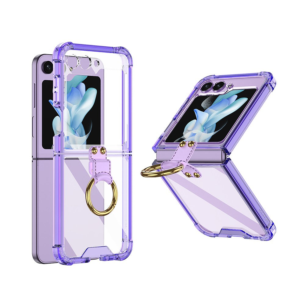 For Samsung Galaxy Z Flip5 Slim Phone Protective Case with Ring Holder Purple